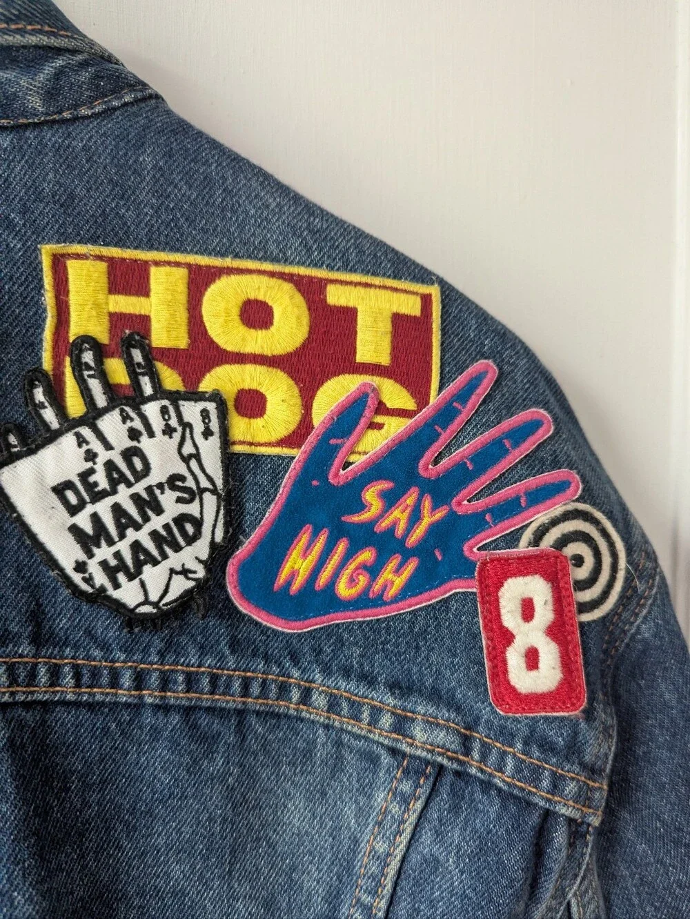 Levis Limited Edition Patched Denim Trucker Jacket Mens Size Large